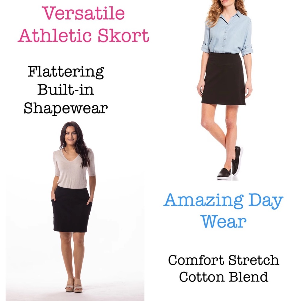 intro love the fit black skort shapewear activewear biker shorts phone pocket S